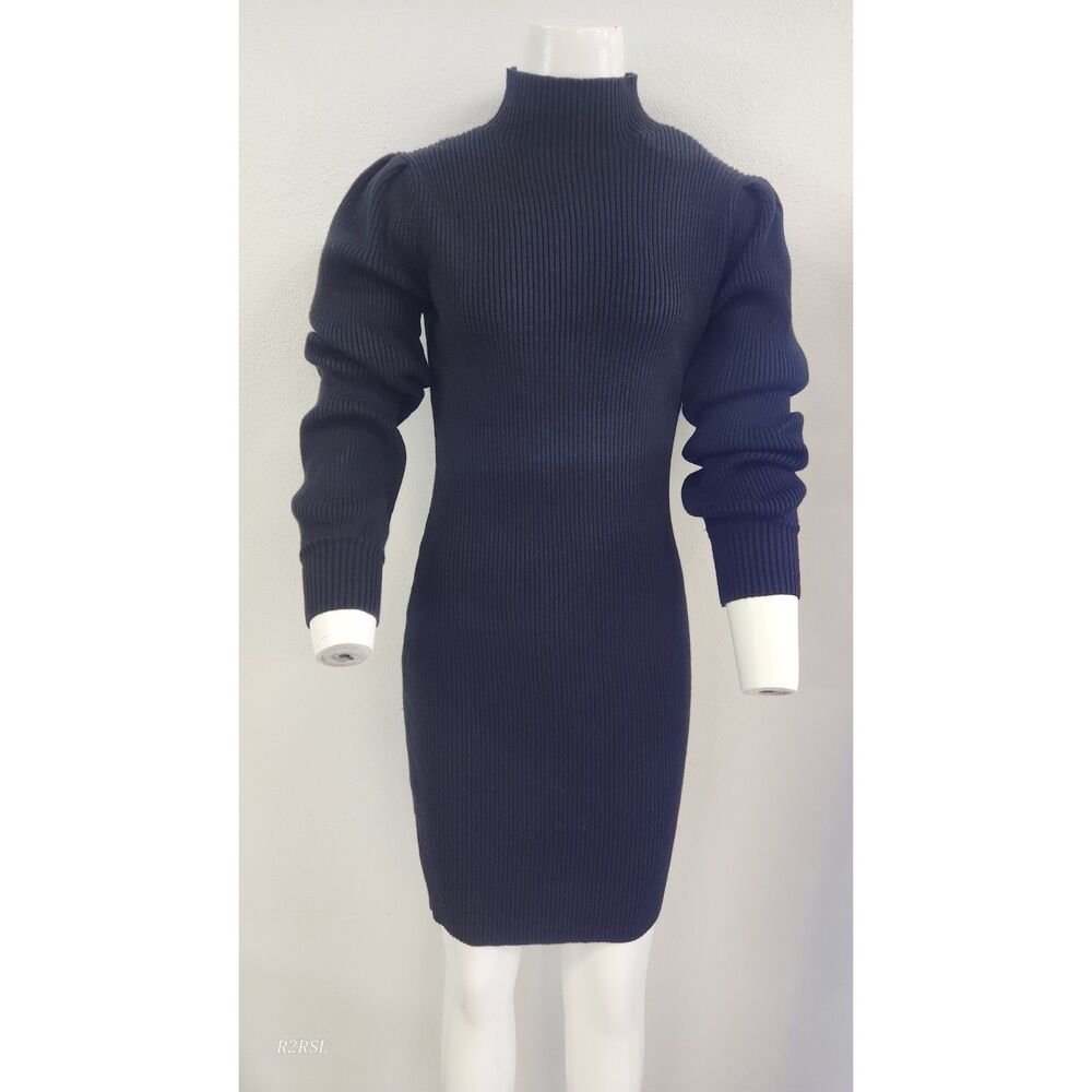 Caracilia black sweater dress long sleeve womens S NWT